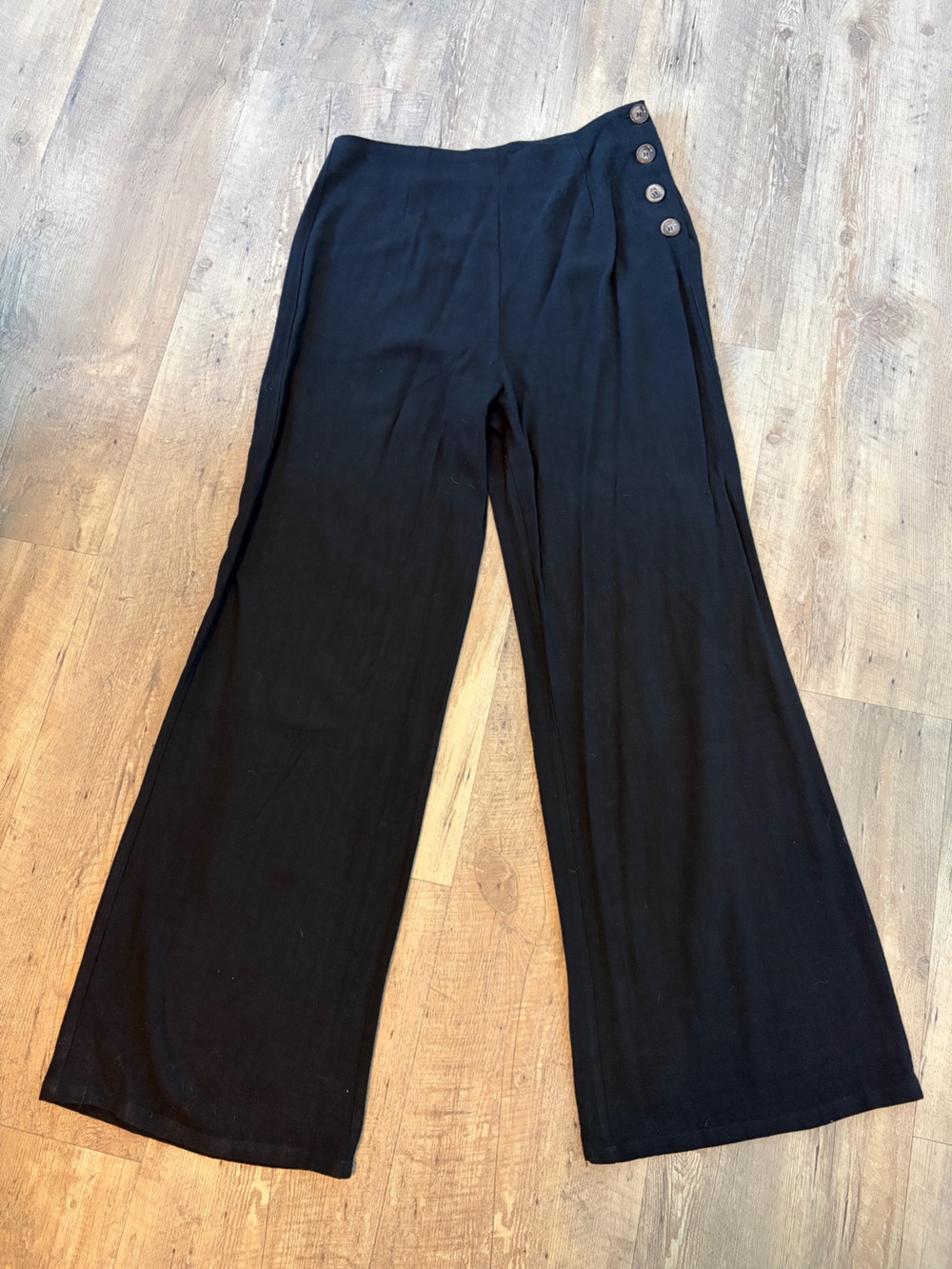 Lulus Black Linen Blend High Waist Wide Leg Pants Size Medium